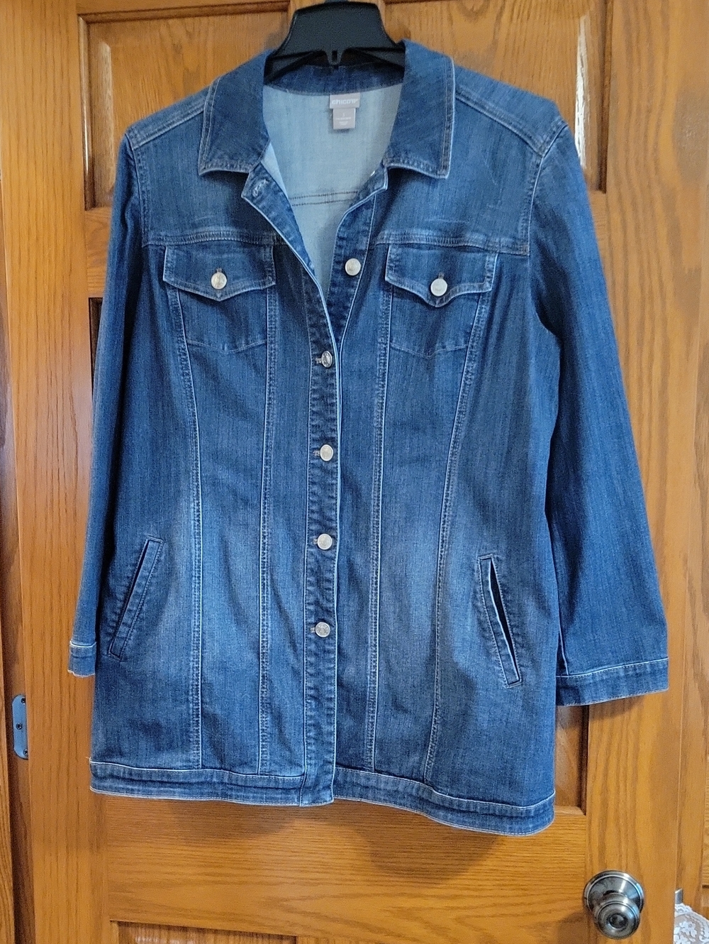 Chico's Long Indigo Denim Jacket